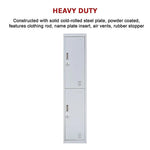 2-Door Vertical Locker for Office Gym Shed School Home Storage - Furniture > Office