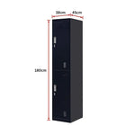 2-Door Vertical Locker for Office Gym Shed School Home Storage - Furniture > Office