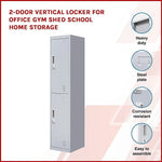 2-Door Vertical Locker for Office Gym Shed School Home Storage - Furniture > Office