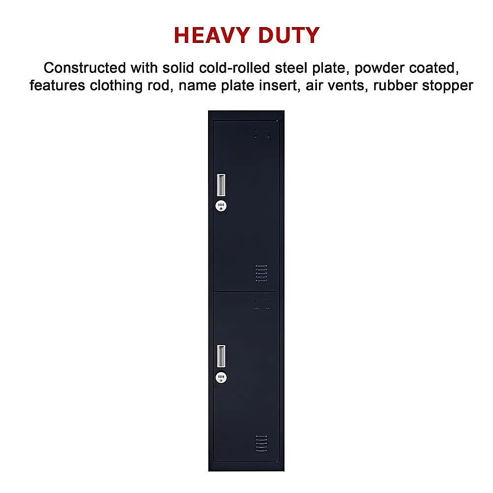 2-Door Vertical Locker for Office Gym Shed School Home Storage - Furniture > Office