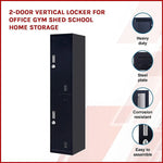 2-Door Vertical Locker for Office Gym Shed School Home Storage - Furniture > Office