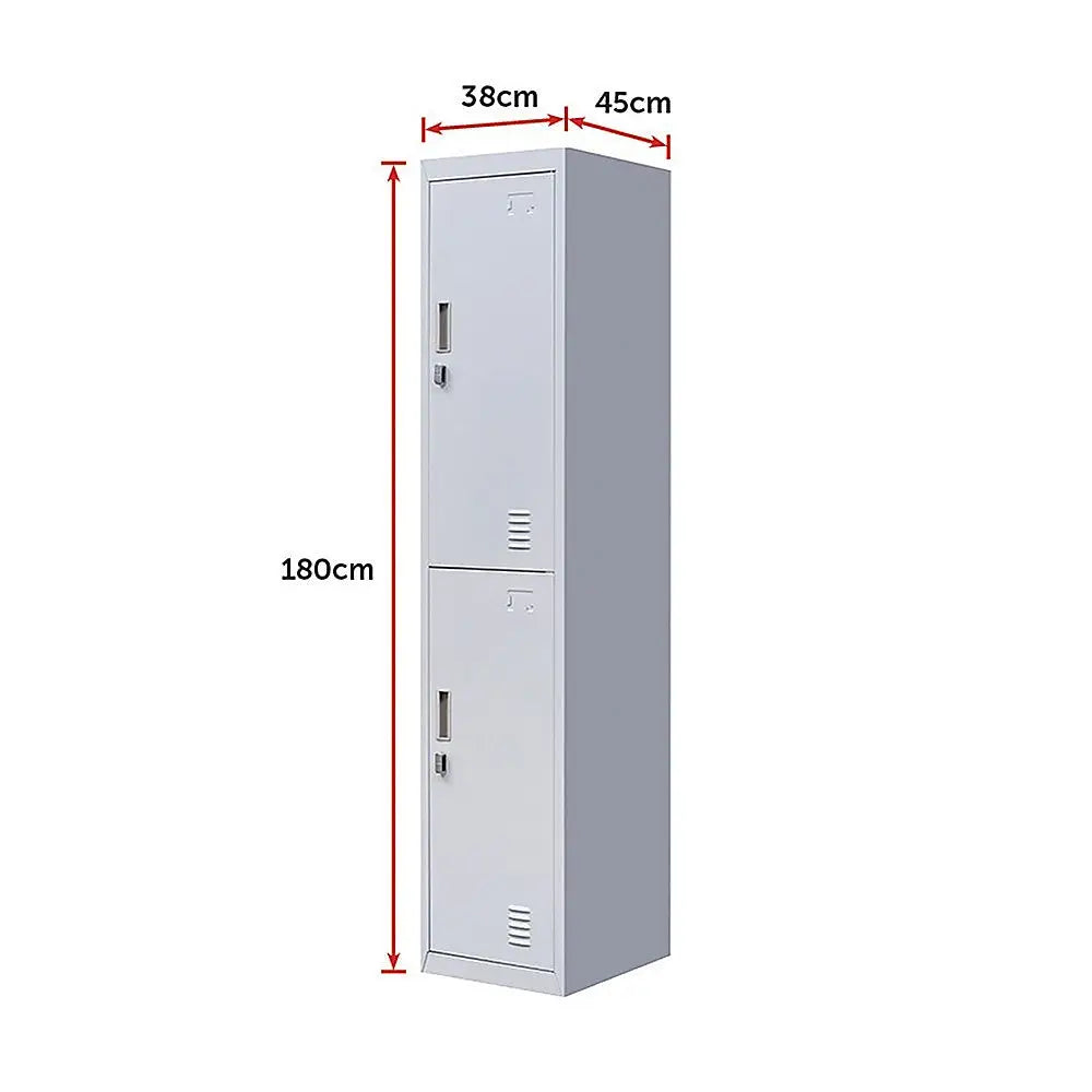 2-Door Vertical Locker for Office Gym Shed School Home Storage - Furniture > Office
