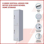 2-Door Vertical Locker for Office Gym Shed School Home Storage - Furniture > Office