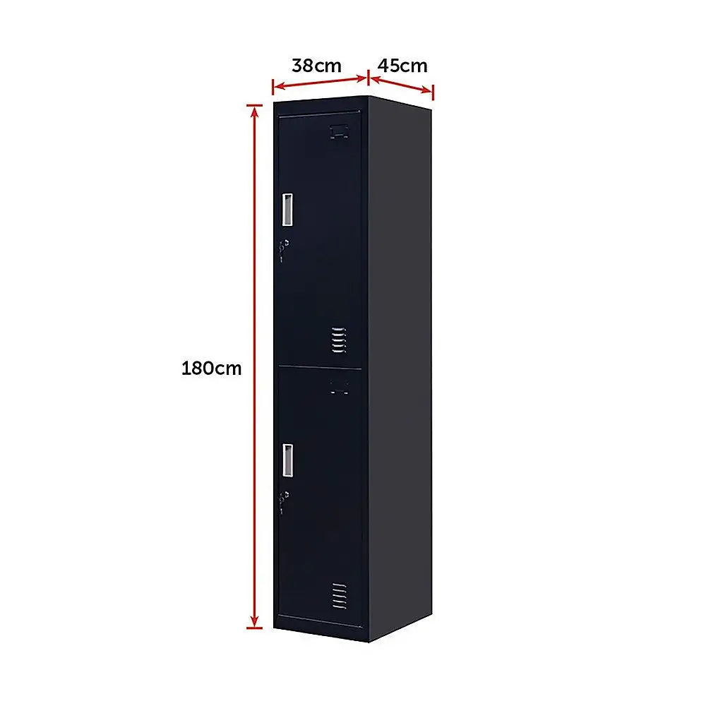 2-Door Vertical Locker for Office Gym Shed School Home Storage - Furniture > Office