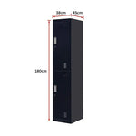 2-Door Vertical Locker for Office Gym Shed School Home Storage - Furniture > Office