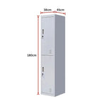2-Door Vertical Locker for Office Gym Shed School Home Storage - Furniture > Office