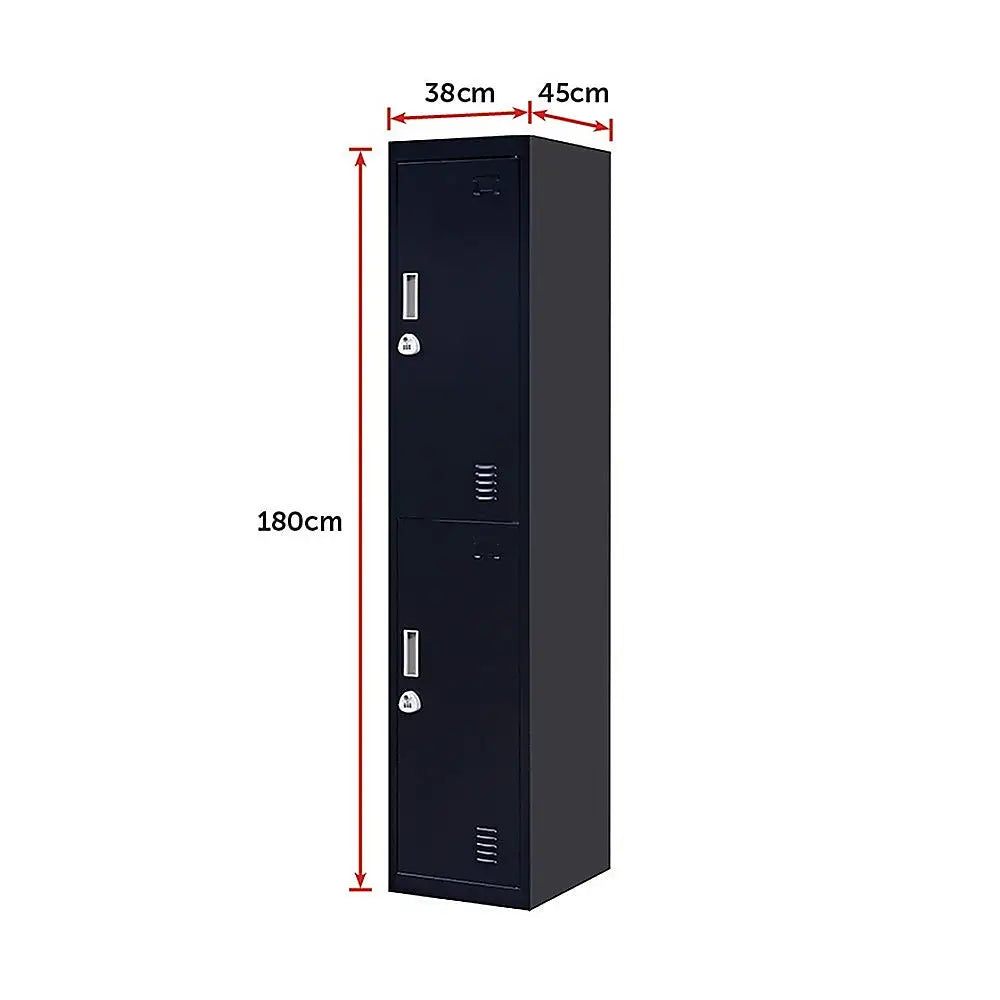 2-Door Vertical Locker for Office Gym Shed School Home Storage - Furniture > Office