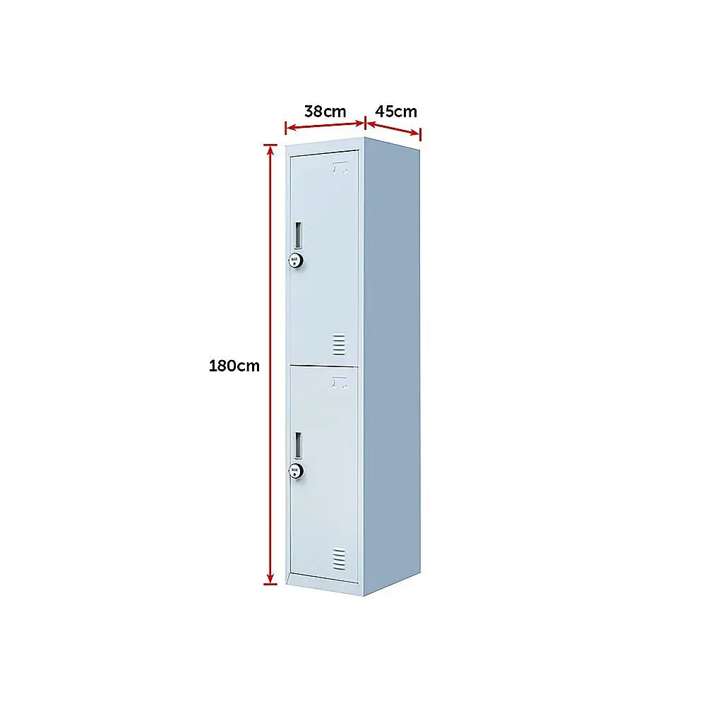2-Door Vertical Locker for Office Gym Shed School Home Storage - Furniture > Office