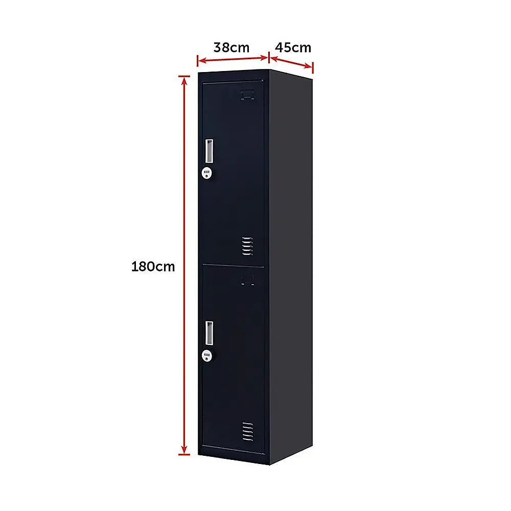 2-Door Vertical Locker for Office Gym Shed School Home Storage - Furniture > Office