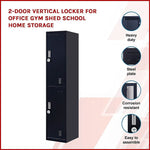 2-Door Vertical Locker for Office Gym Shed School Home Storage - Furniture > Office