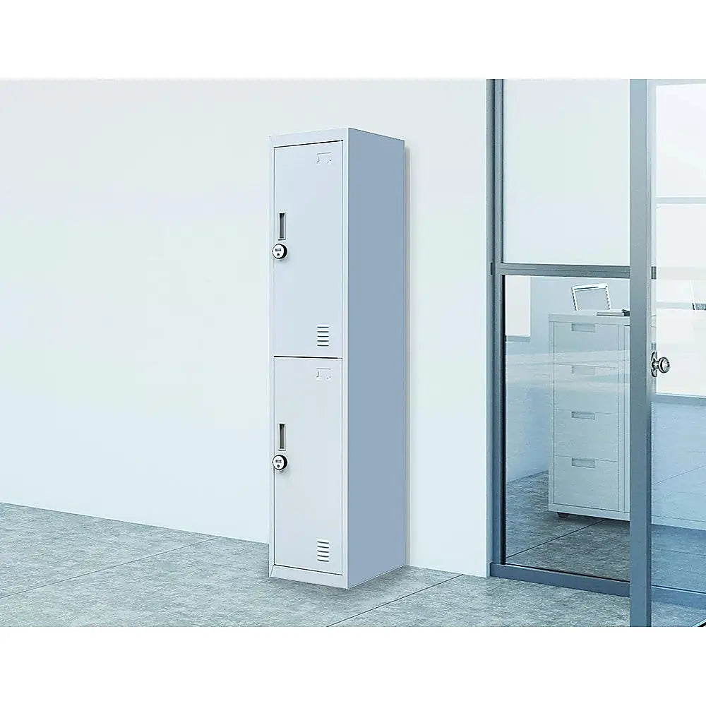 2-Door Vertical Locker for Office Gym Shed School Home Storage - Furniture > Office