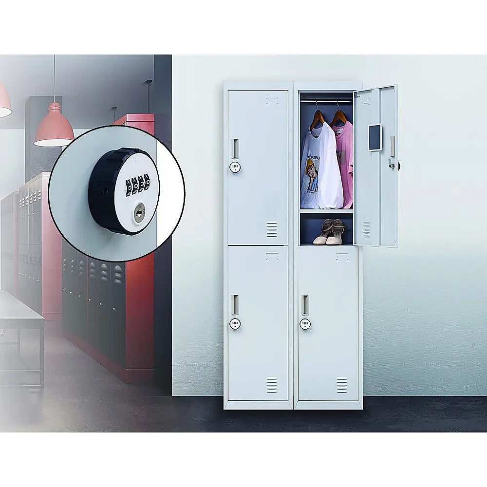 2-Door Vertical Locker for Office Gym Shed School Home Storage - Furniture > Office