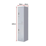 2-Door Vertical Locker for Office Gym Shed School Home Storage - Furniture > Office