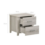 2 Drawers Bedside Table In White Oak - Furniture > Bedroom > Bedside Tables