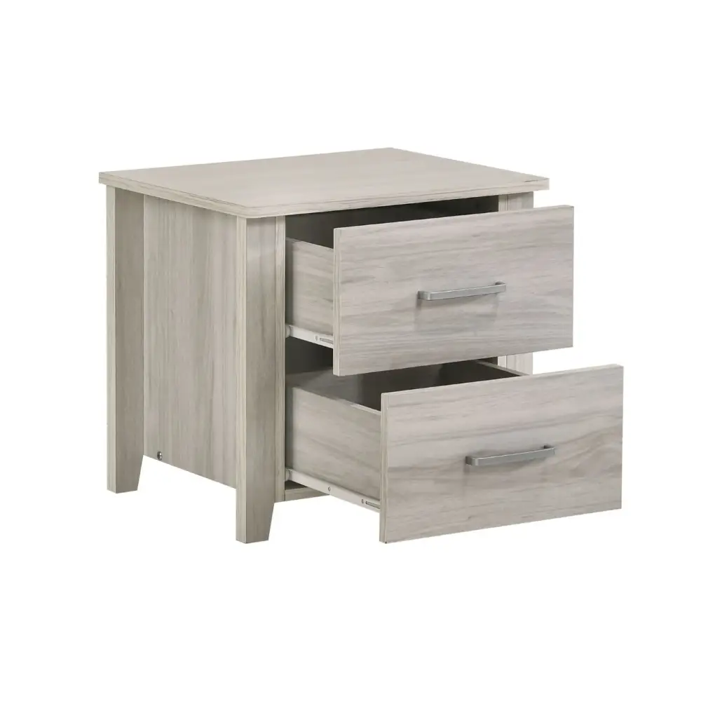 2 Drawers Bedside Table In White Oak - Furniture > Bedroom > Bedside Tables