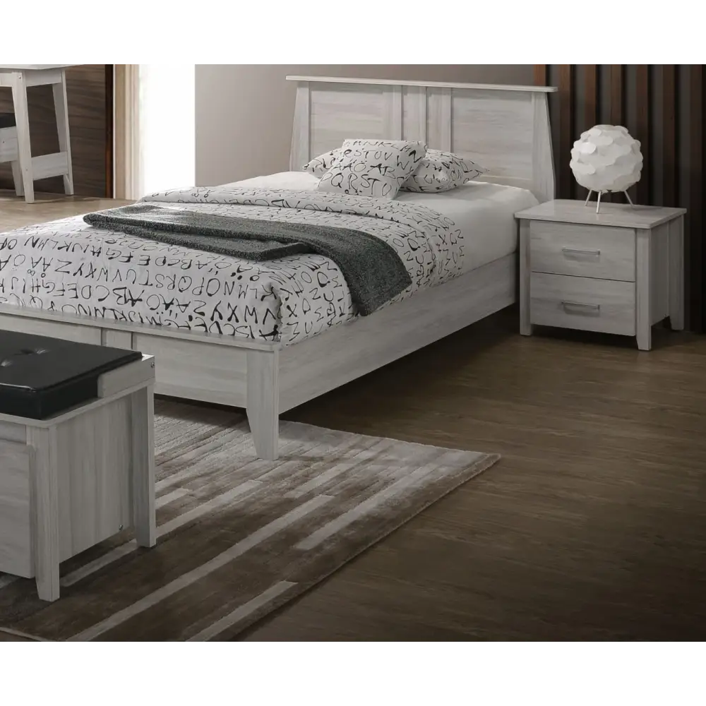 2 Drawers Bedside Table In White Oak - Furniture > Bedroom > Bedside Tables