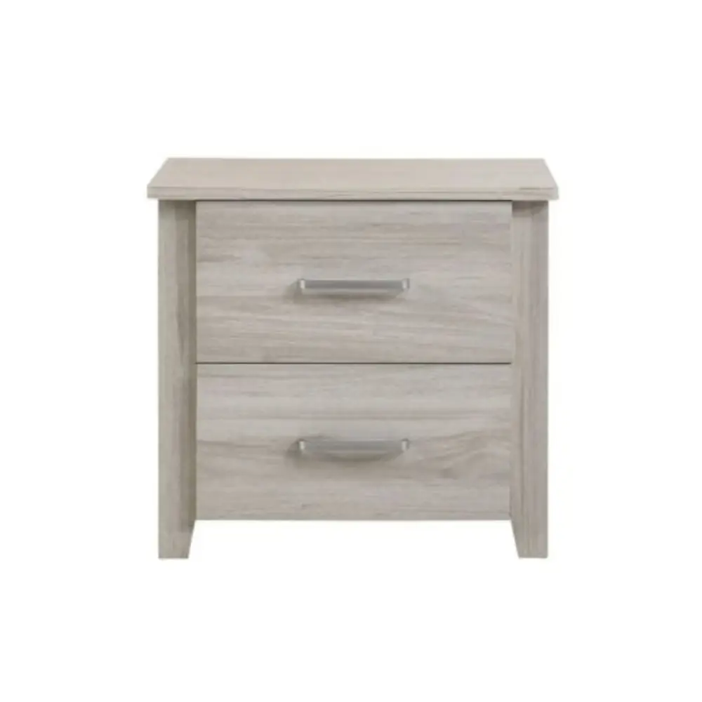 2 Drawers Bedside Table In White Oak - Furniture > Bedroom > Bedside Tables