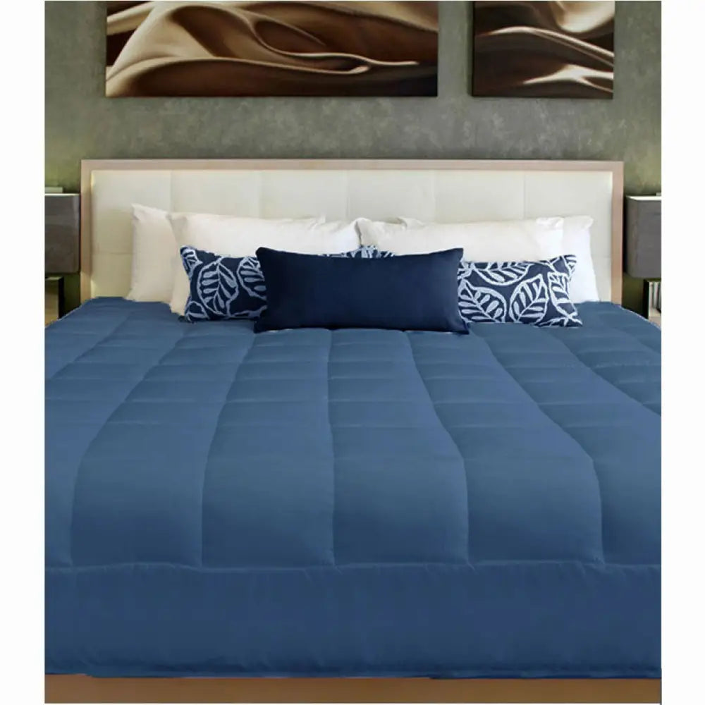 2 in 1 Cushion Quilt Pad Navy Single - Home & Garden > Bedding