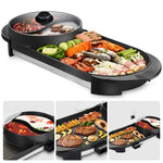 2-IN-1 Electric Hot Pot BBQ Oven Smokeless Non Stick Barbecue Hotpot Grill Pan - Home & Garden > BBQ