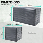 2-in-1 Raised Garden Bed Galvanised Steel Planter 240 x 80 x 77cm GREY - Home & Garden > Garden Beds