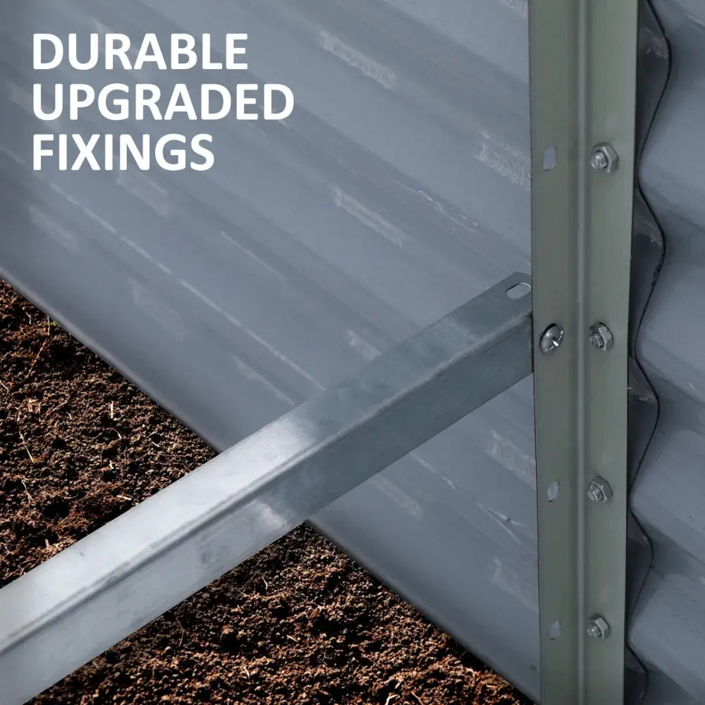 2-in-1 Raised Garden Bed Galvanised Steel Planter 240 x 80 x 77cm GREY - Home & Garden > Garden Beds