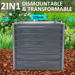 2-in-1 Raised Garden Bed Galvanised Steel Planter 240 x 80 x 77cm GREY - Home & Garden > Garden Beds