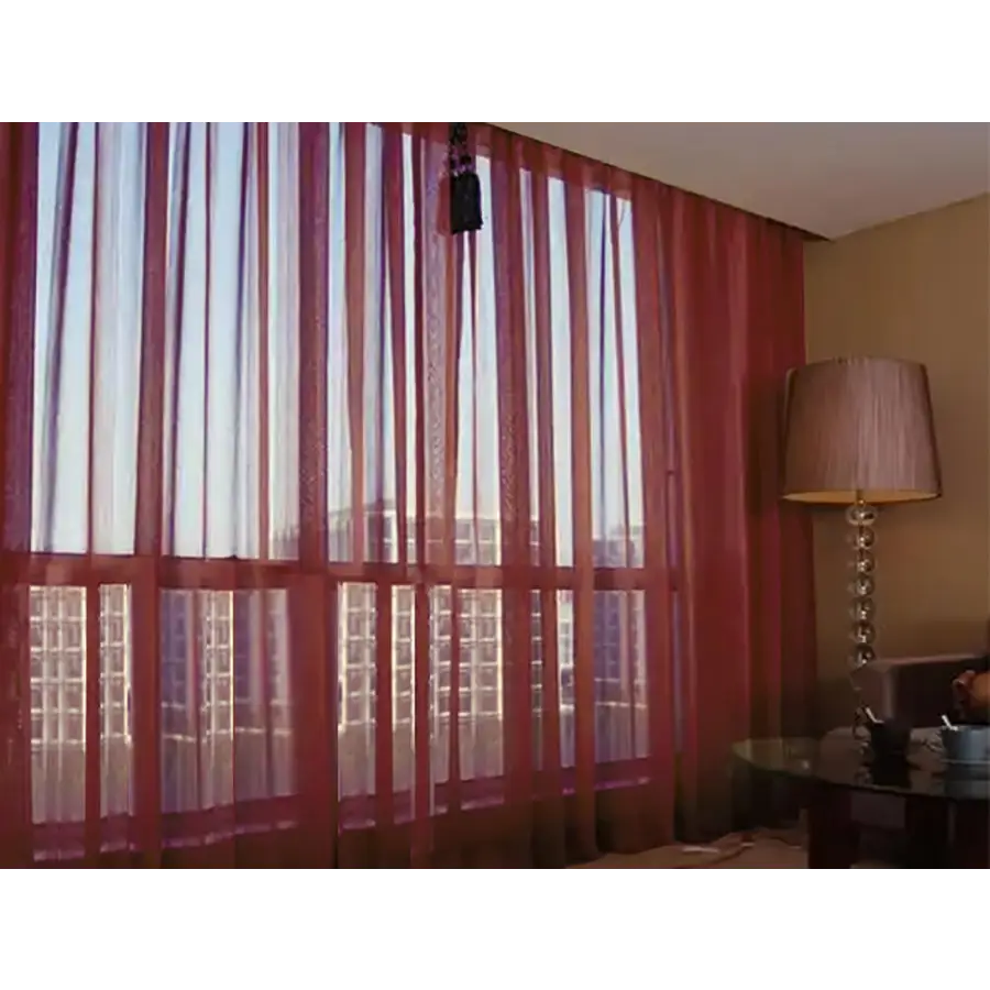 2 Long Drop Sheer Voile Curtains 592cm wide 270cm Drop Pinch Pleat + Hooks Wine - Home & Garden > Curtains > Curtains &
