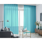 2 Long drop Sheer Voile Curtains 592cm x 270cm Drop + Hooks Pinch Pleat Lake Blue - Home & Garden > Curtains > Curtains
