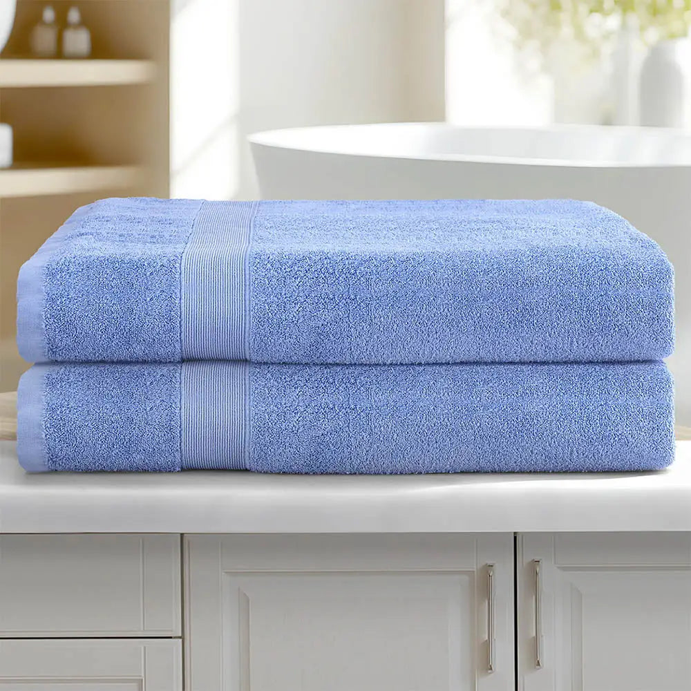 2 Pack Bath Sheets Set Cotton Extra Large Towel Blue - Home & Garden > Bedding > Bed Sheets