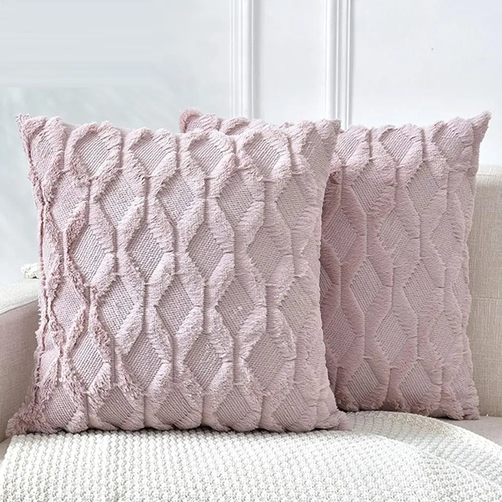 2 Pack Decorative Boho Throw Pillow Covers 45 x 45 cm (Pink) - Home & Garden > Decor