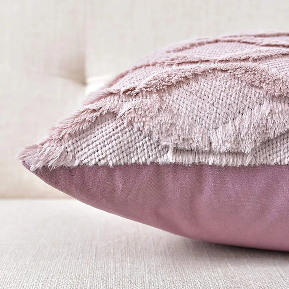 2 Pack Decorative Boho Throw Pillow Covers 45 x 45 cm (Pink) - Home & Garden > Decor