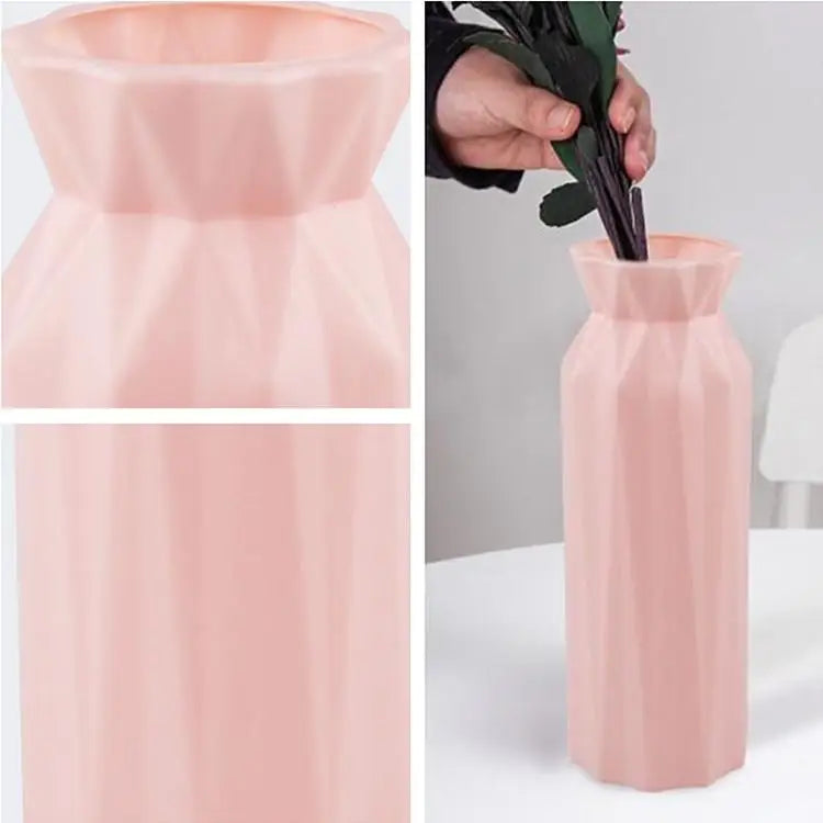 2-pack Plastic Round Vases - Simple Anti-fall Home Decor Ornaments - Pink - Home & Garden > Decor > Vases & Table Decor