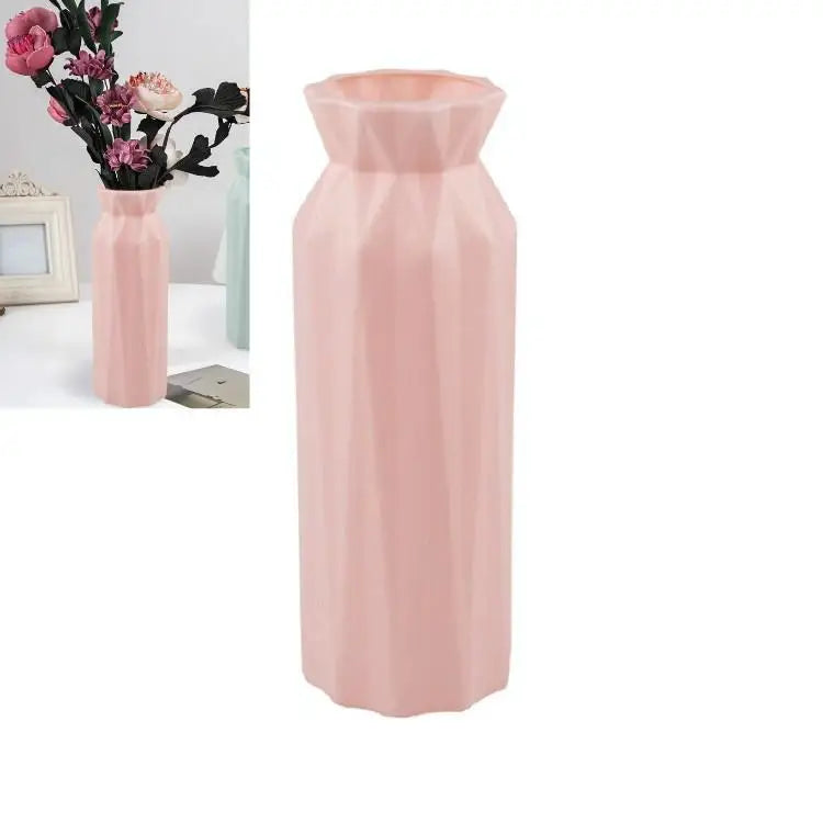 2-pack Plastic Round Vases - Simple Anti-fall Home Decor Ornaments - Pink - Home & Garden > Decor > Vases & Table Decor