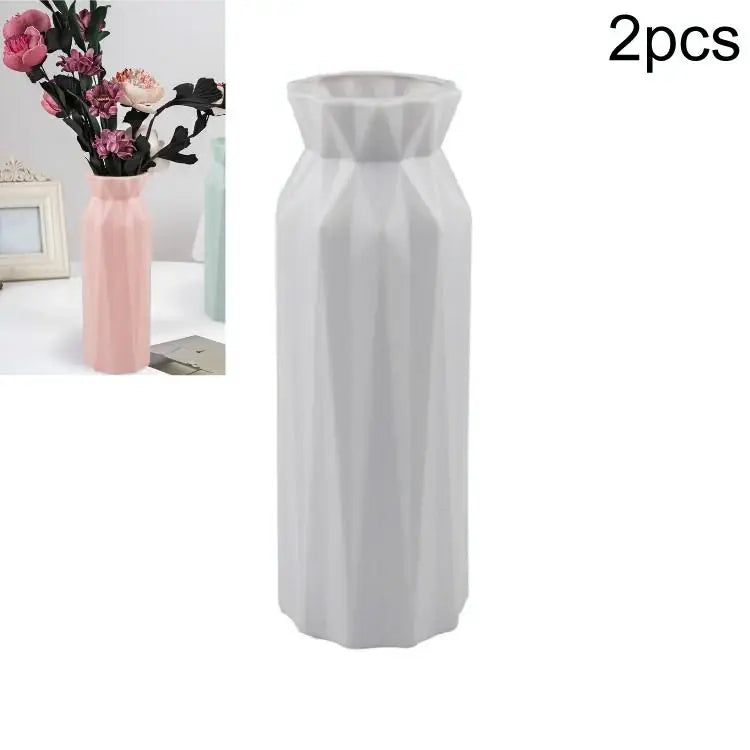 2-pack Plastic Round Vases - Simple Anti-fall Home Decor Ornaments - Gray - Home & Garden > Decor > Vases & Table Decor