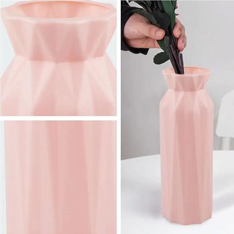 2-pack Plastic Round Vases - Simple Anti-fall Home Decor Ornaments - Pink - Home & Garden > Decor > Vases & Table Decor