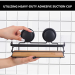 2 Pack Rectangular Bamboo Corner Shower Caddy Shelf Basket Rack with Premium Vacuum Suction Cup No-Drilling