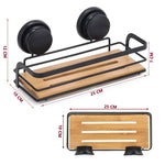 2 Pack Rectangular Bamboo Corner Shower Caddy Shelf Basket Rack with Premium Vacuum Suction Cup No-Drilling