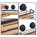 2 Pack Rectangular Bamboo Corner Shower Caddy Shelf Basket Rack with Premium Vacuum Suction Cup No-Drilling