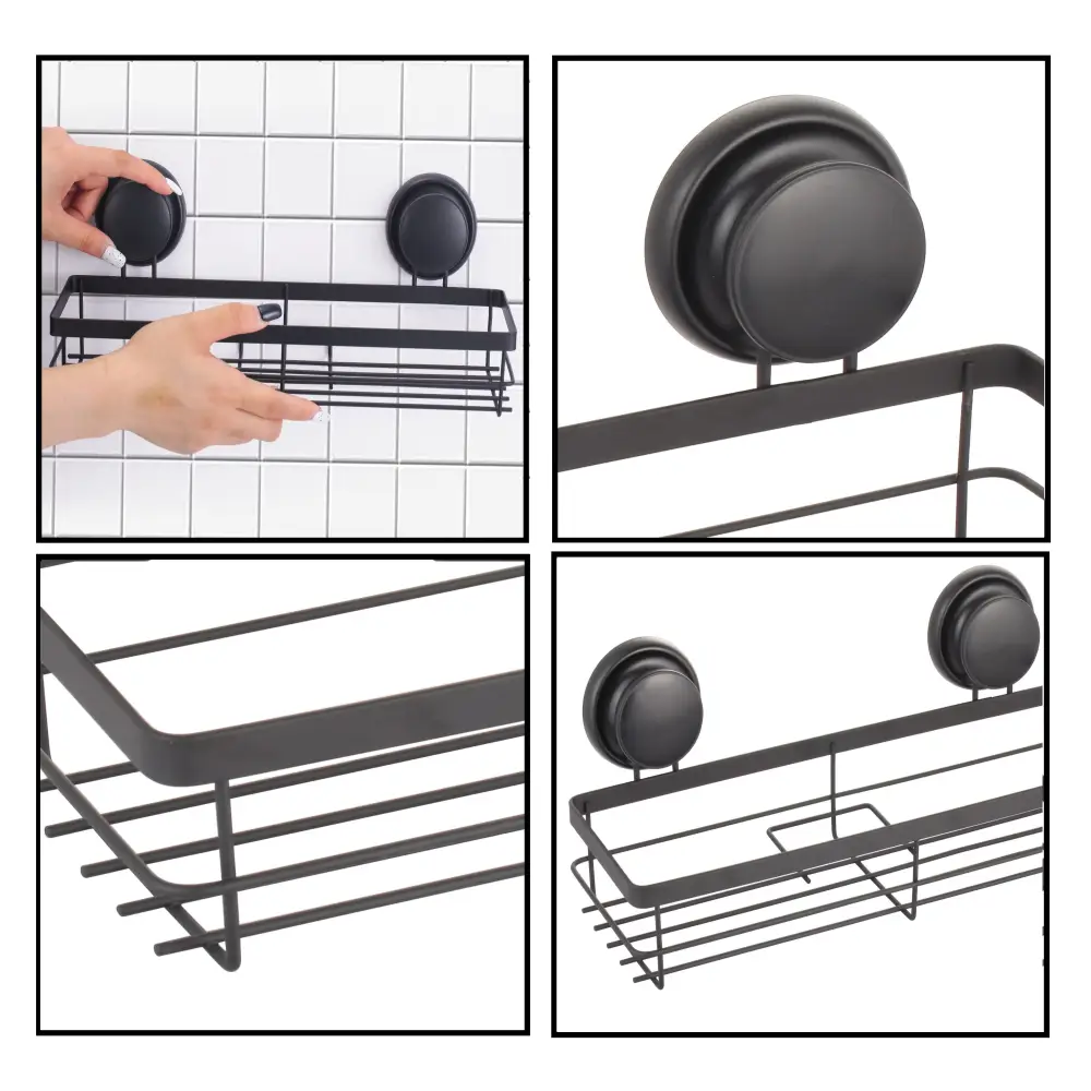 2 Pack Rectangular Corner Shower Caddy Shelf Basket Rack with Premium Vacuum Suction Cup No-Drilling for Bathroom