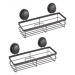 2 Pack Rectangular Corner Shower Caddy Shelf Basket Rack with Premium Vacuum Suction Cup No-Drilling for Bathroom