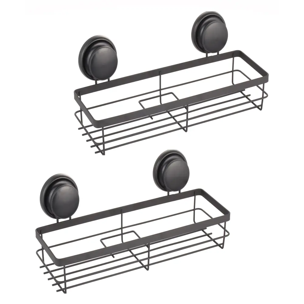 2 Pack Rectangular Corner Shower Caddy Shelf Basket Rack with Premium Vacuum Suction Cup No-Drilling for Bathroom