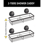 2 Pack Rectangular Corner Shower Caddy Shelf Basket Rack with Premium Vacuum Suction Cup No-Drilling for Bathroom