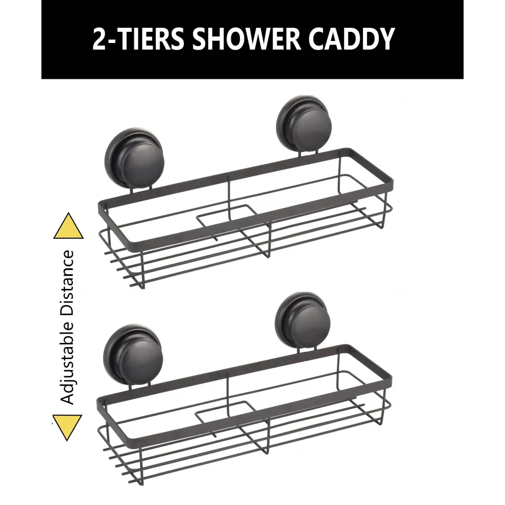 2 Pack Rectangular Corner Shower Caddy Shelf Basket Rack with Premium Vacuum Suction Cup No-Drilling for Bathroom