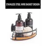 2 Pack Round Bamboo Corner Shower Caddy Shelf Basket Rack with Premium Vacuum Suction Cup No-Drilling for Bathroom