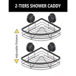 2 Pack Round Corner Shower Caddy Shelf Basket Rack with Premium Vacuum Suction Cup No-Drilling for Bathroom and Kitchen