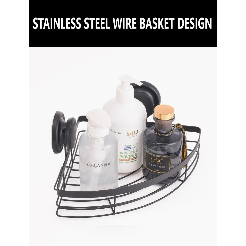 2 Pack Round Corner Shower Caddy Shelf Basket Rack with Premium Vacuum Suction Cup No-Drilling for Bathroom and Kitchen