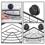 2 Pack Round Corner Shower Caddy Shelf Basket Rack with Premium Vacuum Suction Cup No-Drilling for Bathroom and Kitchen