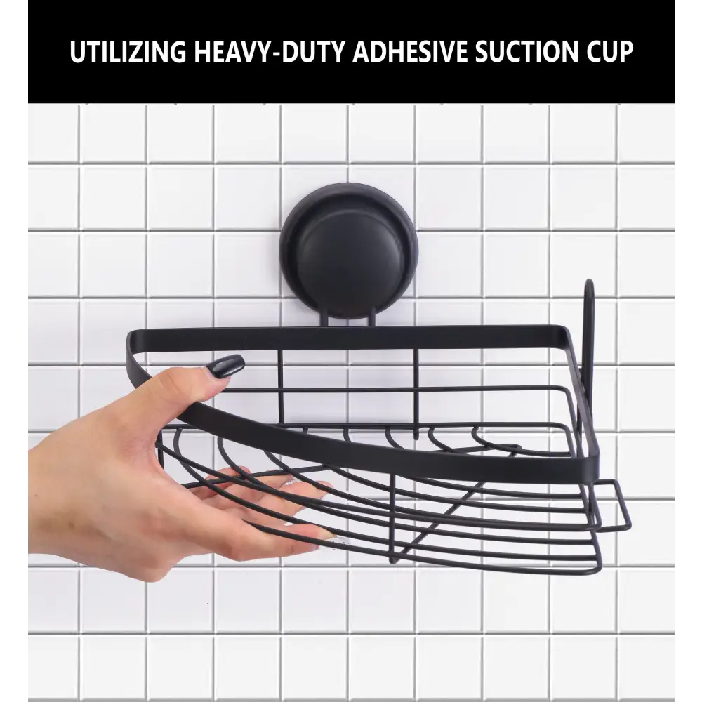 2 Pack Round Corner Shower Caddy Shelf Basket Rack with Premium Vacuum Suction Cup No-Drilling for Bathroom and Kitchen