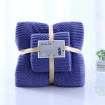 (2 PCS Dark Blue) Coral Fleece Towel and Bath Towel Set - Ultra Soft Absorbent and Lint-Free for Home and Spa - Home &