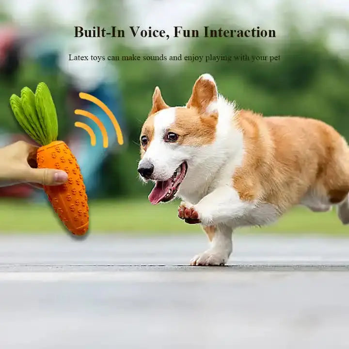 2 PCS Durable Rubber Carrot Dog Toy – Squeaky Chew Toy for Large Dogs Puppy Teething & Dental Care Interactive Play